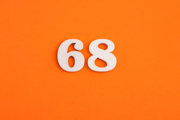 White Wooden Number Eva Rubber Orange Background — Φωτογραφία Αρχείου