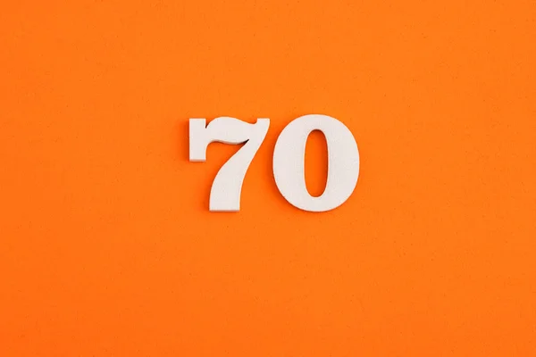 White Wooden Number Eva Rubber Orange Background — Fotografia de Stock
