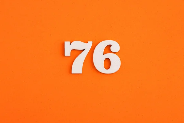 White Wooden Number Eva Rubber Orange Background — Stockfoto