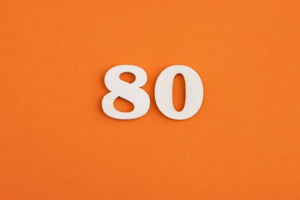 White Wooden Number Eva Rubber Orange Background — Stock Fotó