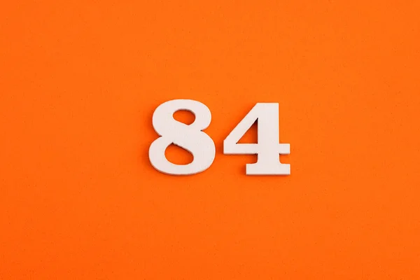 White Wooden Number Eva Rubber Orange Background — Stock Fotó