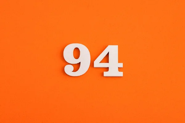 White Wooden Number Eva Rubber Orange Background — Stock Fotó
