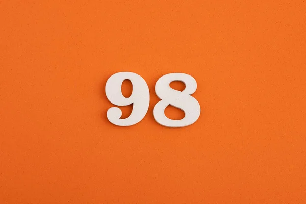 White Wooden Number Eva Rubber Orange Background — Stock Photo, Image