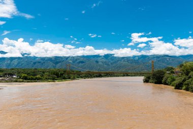 Yellow bridge over Cauca river in Santa Fe de Antioquia, Colombia