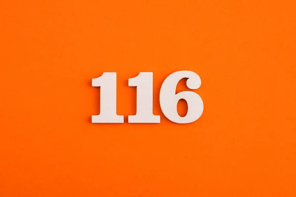 White Wooden Number 116 Eva Rubber Orange Background — Stock Fotó