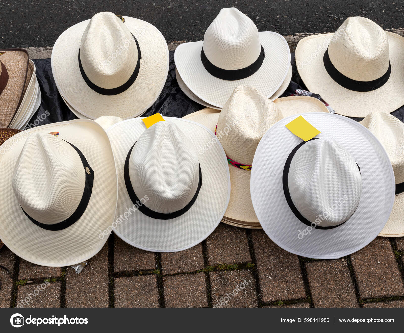 Display Store Typical Traditional Colombian Hats Stock Photo by