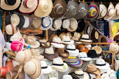 Traditional Colombian hats in store display - Crafts Antioqueno