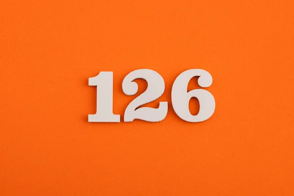 White Wooden Number 126 Eva Rubber Orange Background — Stok fotoğraf