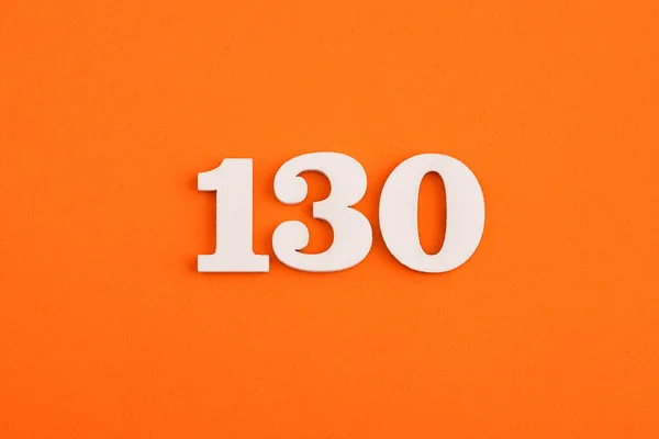 White Wooden Number 130 Eva Rubber Orange Background — Stock Fotó