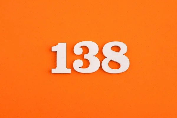 White Wooden Number 138 Eva Rubber Orange Background — Stock Fotó