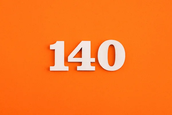 White Wooden Number 140 Eva Rubber Orange Background — Stock fotografie