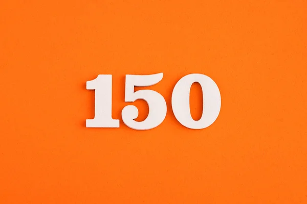 White Wooden Number 150 Eva Rubber Orange Background — Fotografia de Stock
