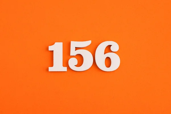 White Wooden Number 156 Eva Rubber Orange Background — Stock fotografie