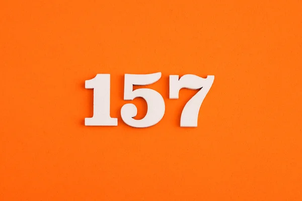 Number 157 Orange Foam Rubber Background — Stockfoto