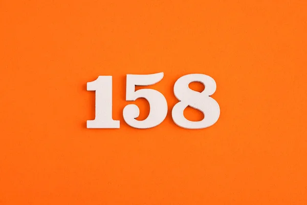 White Wooden Number 158 Eva Rubber Orange Background — Stock Fotó