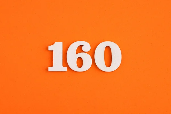 White Wooden Number 160 Eva Rubber Orange Background — Stock fotografie