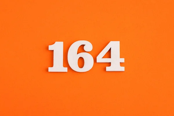 White Wooden Number 164 Eva Rubber Orange Background — Fotografia de Stock