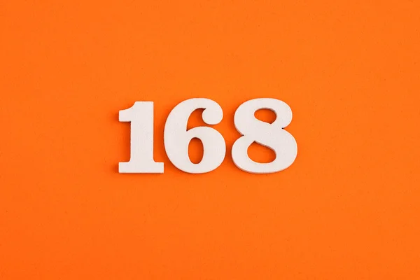 White Wooden Number 168 Eva Rubber Orange Background — Stockfoto