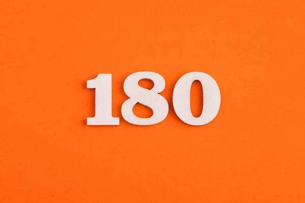 White Wooden Number 180 Eva Rubber Orange Background — Stock fotografie