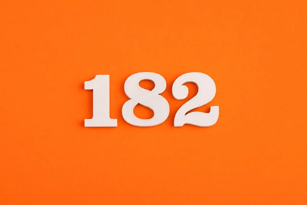 White Wooden Number 182 Eva Rubber Orange Background — Stock Fotó