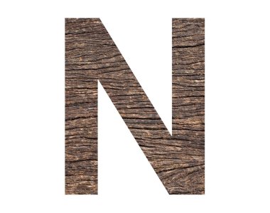 Alphabet letter N - Rustic tree bark background