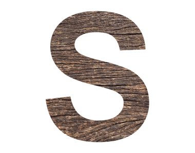 Alphabet letter S - Rustic tree bark background