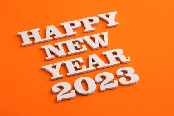 Wish Happy New Year 2023 White Letters Wood — Φωτογραφία Αρχείου