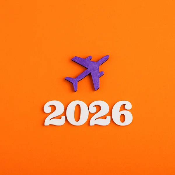 Podróż Służbowa Lub Wakacje Samolotem Rok 2026 Samolotem Skali — Zdjęcie stockowe