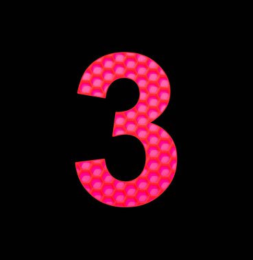 Arka planda kırmızı silikon altıgen ile 3 numara