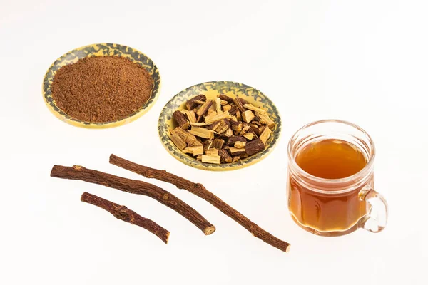 Glycyrrhiza Glabra Licorice Roots Hot Drink — Stock Photo, Image