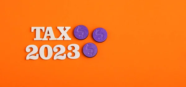 Betaling Van Belastingen Voor Het Jaar 2023 Witte Cijfers Oranje — Stockfoto