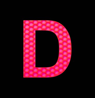 Büyük harf D - Kırmızı altıgenli silikon arkaplan