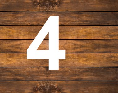 4 numara tahta arka planda beyaz delikte.