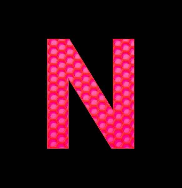 大写字母N Silicone背景 红色六边形 — 图库照片