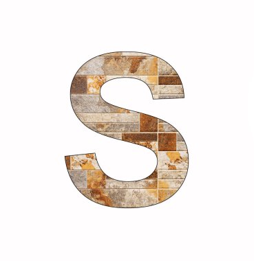 Alfabe harfi S - Rustik fayans arkaplanı