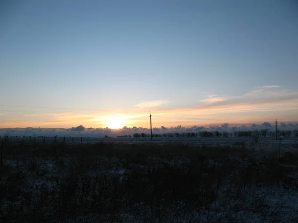 Sunrise Snow Clouds Bilhorod Dnistrovsky District Odesa Region Ukraine — Foto Stock