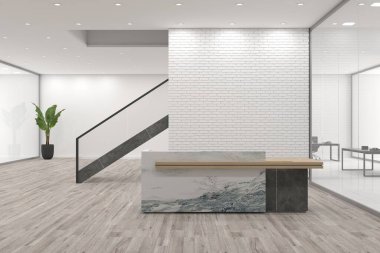 Ofis Resepsiyon Masası Ön görünüm iç tasarım