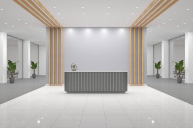 Ofis Resepsiyon Masası Ön görünüm iç tasarım