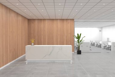 Ofis Resepsiyon Masası Ön görünüm iç tasarım