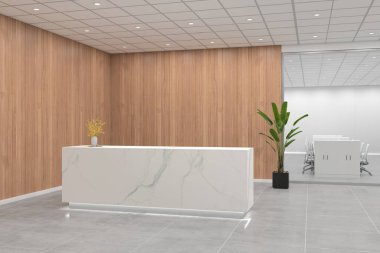 Ofis Resepsiyon Masası Ön görünüm iç tasarım