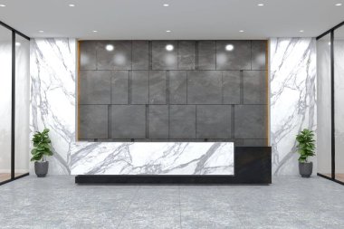 Ofis Resepsiyon Masası Ön görünüm iç tasarım