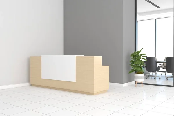 Office Reception Desk Mockup Front View Interior Design — стокове фото