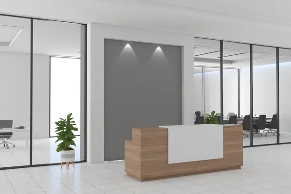 Office Reception Desk Mockup Front View Interior Design — стокове фото