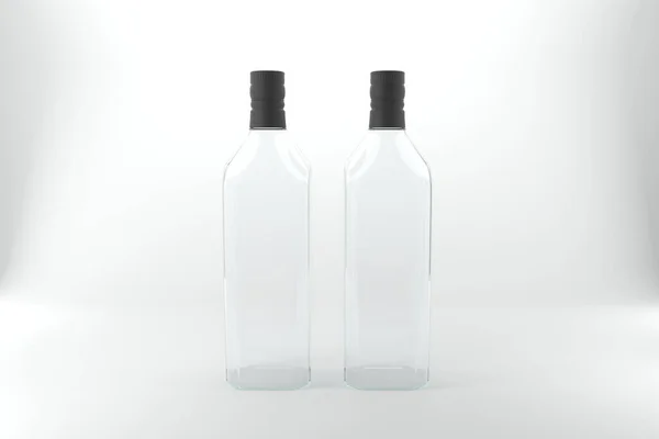 Renderowane Butelki Szablon Makiety — Zdjęcie stockowe