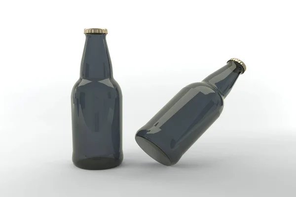 Plantilla Maqueta Botellas Renderizadas — Foto de Stock