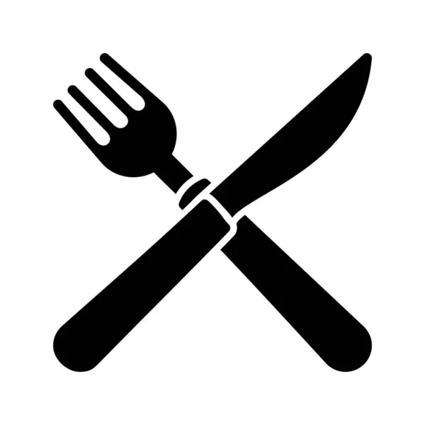 Ícone de glifo de garfo e faca — Vetor de Stock