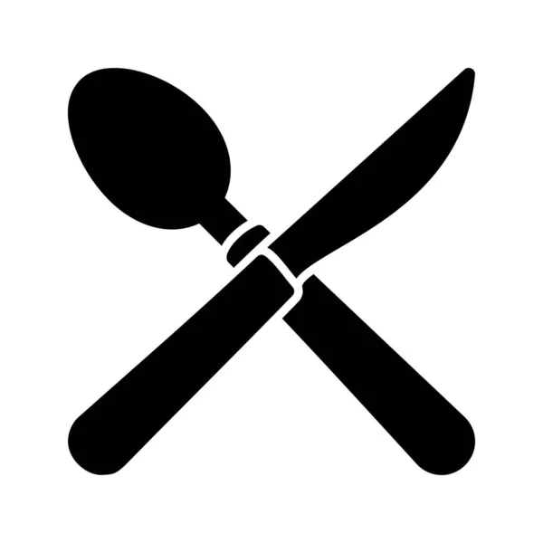 Ícone de glifo de colher e faca —  Vetores de Stock