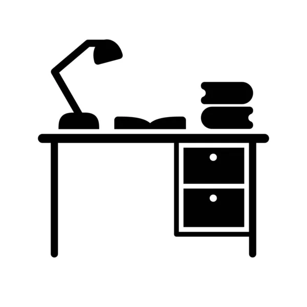 Schreibtisch-Glyphen-Ikone studieren — Stockvektor