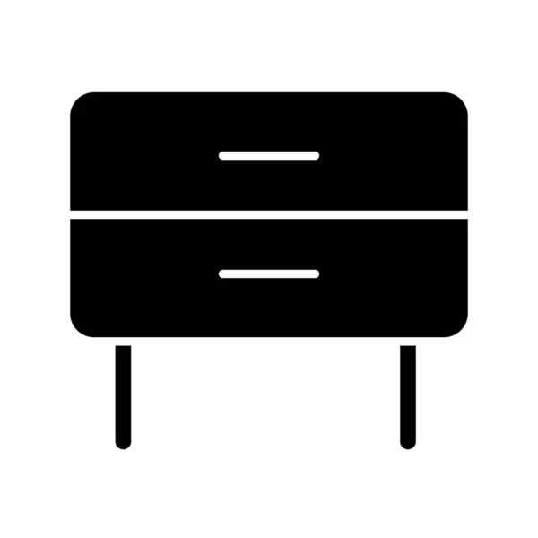 Asztal fiókokkal II. Glyph ikon — Stock Vector