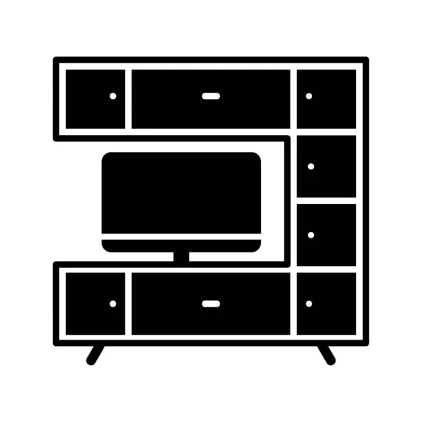 Televizní set s skříněmi Glyph Icon — Stockový vektor